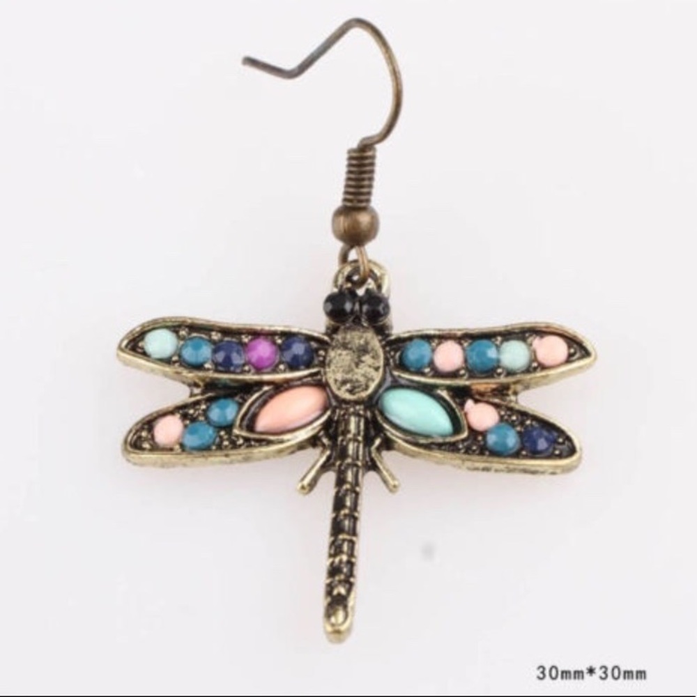 **LAST ONE!** Beaded Dragonfly Earrings - Picture 2 of 5